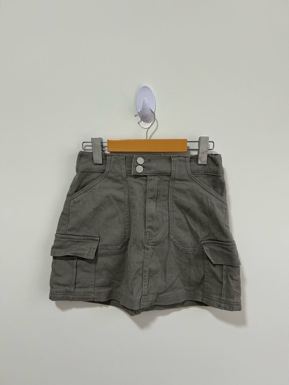 Olive Green Cargo Pocket Mini Skirt